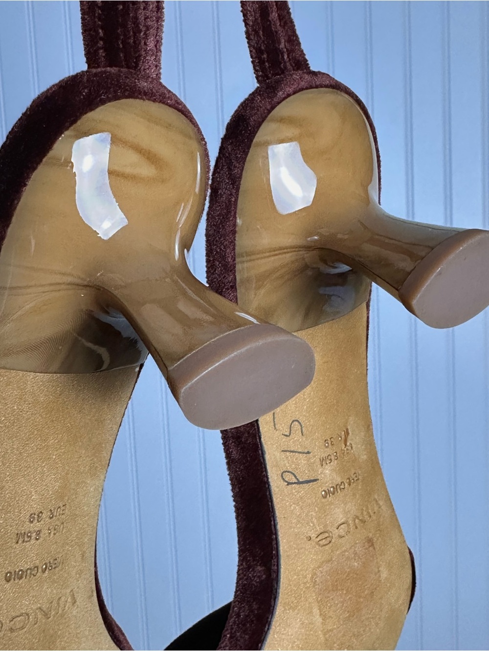 Vince Prue City Kitten Heel Sandal in Pinot Velvet 8.5 M - Picture 13 of 14